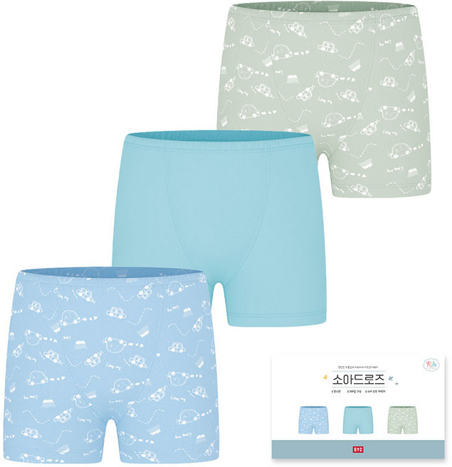 BYC 자동차 남아 드로즈 팬티 3매입