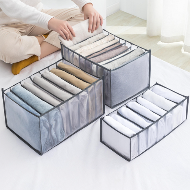 마벨인홈 메쉬 망사 통풍 옷장 구분 보관 옷정리함 7칸+7칸+9칸 3개 모음, 6세트, 그레이