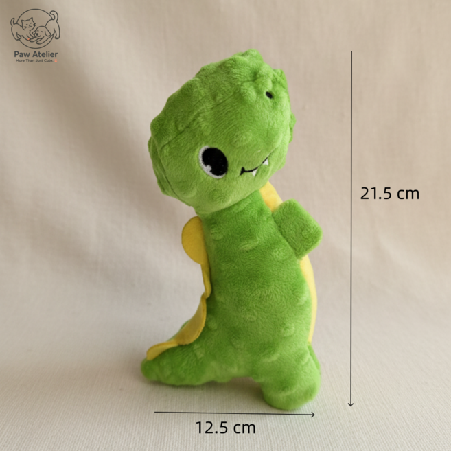 포아틀리에 강아지 공룡 삑삑이 봉제장난감 애착인형 설날 발렌타인 선물 소형견 스트레스 해소, 1개, 그린