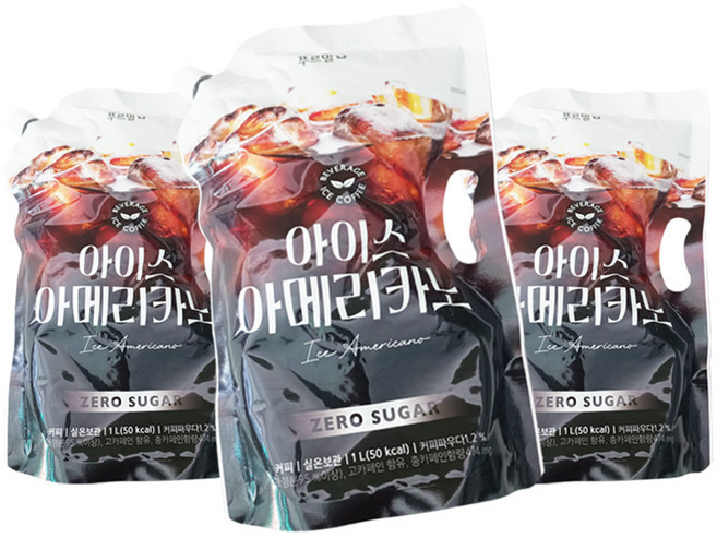 아이스 아메리카노 제로슈거 1000ml 3개, 1L