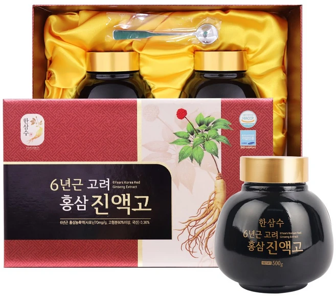 특 고려홍삼진액고 한삼수 500g+500g 2병 6년근, 500g, 2개 - 쿠팡