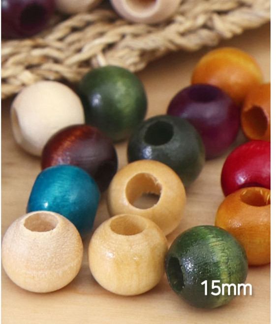퀼트스타 셀비어 나무 구슬 15mm_8컬러, 10개, 01.원목