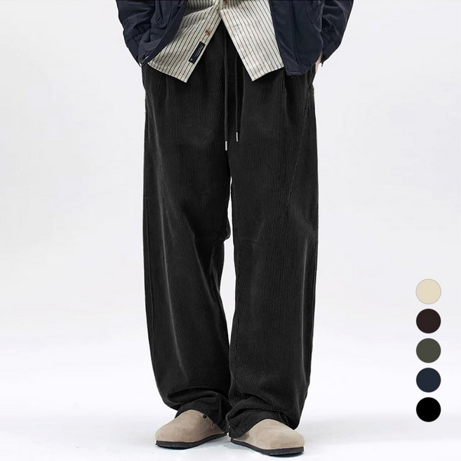 남자 기모 코듀로이 와이드 밴딩 골덴 겨울 바지