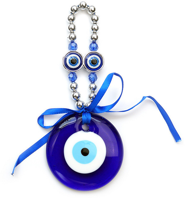 악마눈 파란색 수제 행운의 눈 교환 장식용 자동차 오피스, 50mm 펜던트, 1개