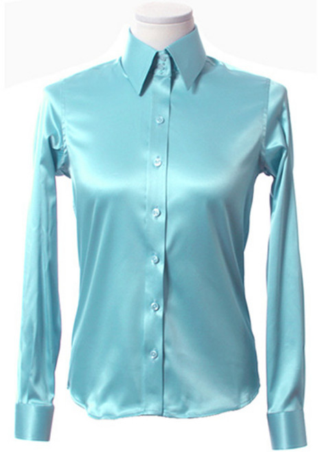 패션올리고 WDS200333-여성용 솔리드 공단스판 셔츠 실크셔츠
