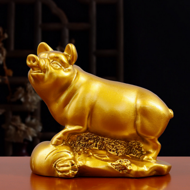 커버원 행운을 가져다주는 황금 돼지 인테리어 풍수 장식품