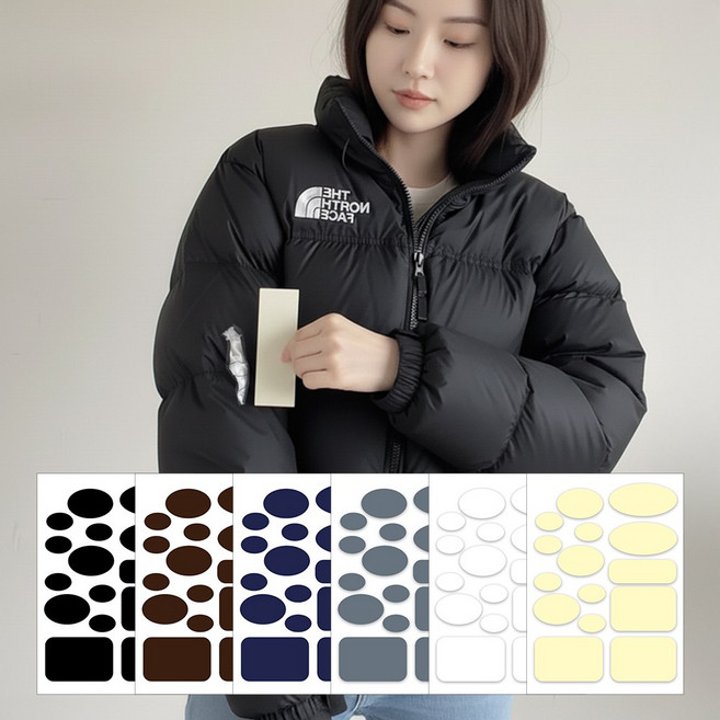 디심플 컬러 옷 패딩 수선 패치, 1개, 6컬러