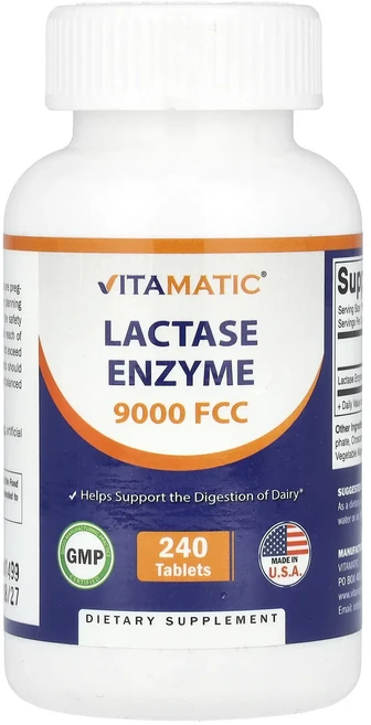 Vitamatic 락타아제 효소 9000 FCC 240정, Vitamatic락타아제효소9000FCC240정, 1개 - 쿠팡