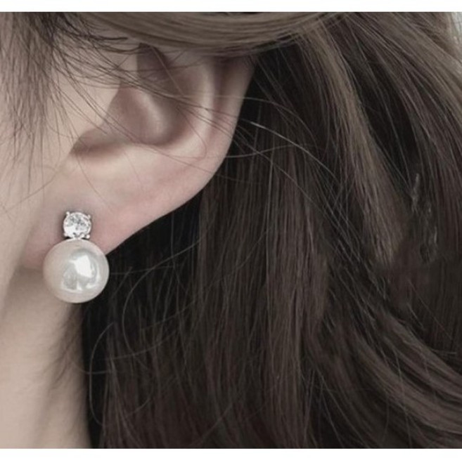 뤼에흐 여성 우아한 심플 실버 은침 고급 진주귀걸이 웨딩 혼주