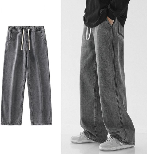 남자 시원한 와이드 밴딩 바지 팬츠 청바지 데님 여름 스판 데님팬츠 빅사이즈 연청 반 텐셀