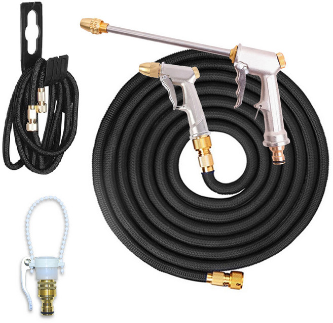 리빙엔터 하이프레셜 매직호스 고압 물호스 세트 황동 숏건 롱건 7.5m 15m 22m 30m 물호수 수도호스 세차호스 정원호스 베란다호스 호스릴 고압분사기 워터건 물호스분사기, 01 매직호스 숏건-황동 7.5M