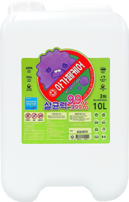 아가페케어 과일 야채 주방 뿌리는 살균소독제 10리터, 1개, 10L