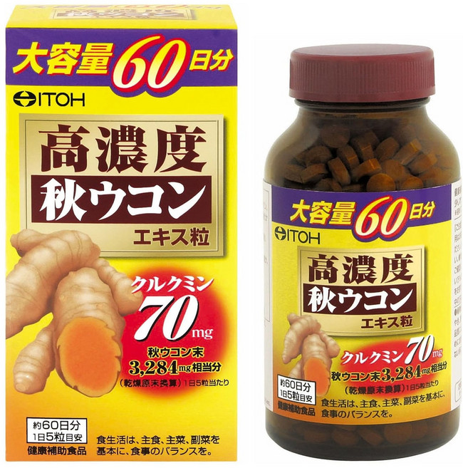 ITOH 井藤漢方製藥 高濃度秋季薑黃萃取物3284mg錠劑300錠, 男女成人通用, 藥錠/膠囊, 1個, 75.3g