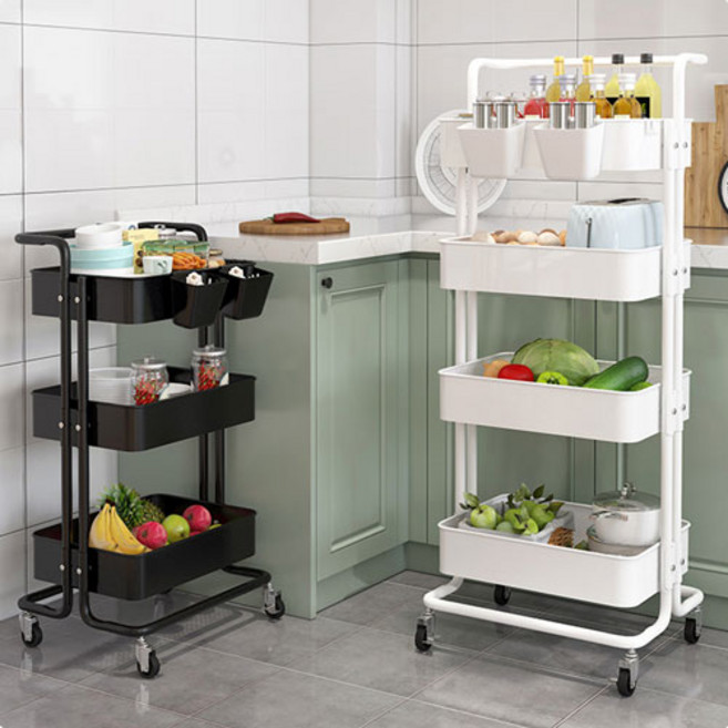 =====================================================================밀러디 이동식 트롤리 전체철제 튼튼한 선반, 화이트