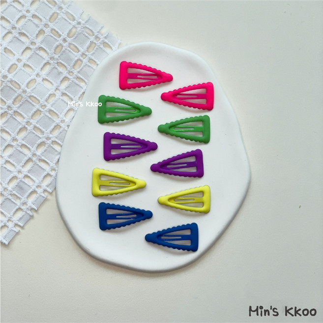 [세트] 민스꾸 유아헤어핀 아기 유아 어린이 머리핀 집게핀 여아선물 어린이집 유치원 선물 미니 삼각 똑딱핀