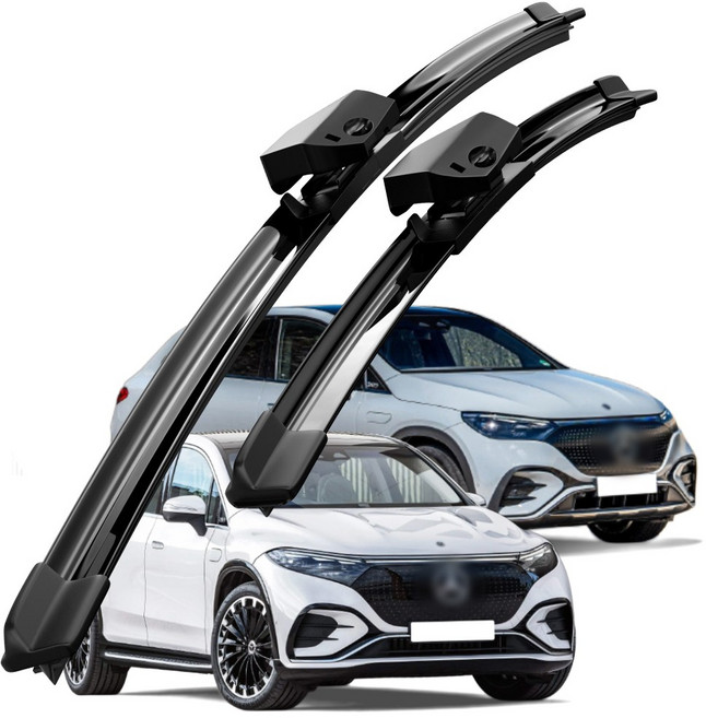 호환 벤츠 EQE-클래스(V295) SUV(X294) EQS-클래스(V297)SUV(X296) 2021-2024 와이퍼 초발수 저소음 자국 없음 전면 와이퍼 블레이드 2종 세트, 검은색, EQE(X294) /EQS(X296)-SUV 23-24