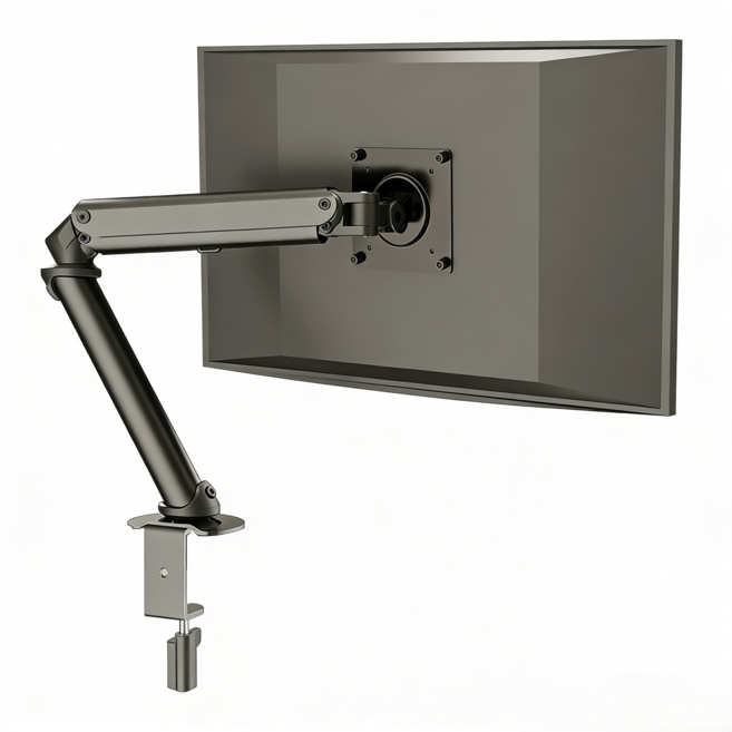 LA DERIVE 싱글 모니터 암 데스크 클램프 가스 스프링 거치대, 1개, 블랙