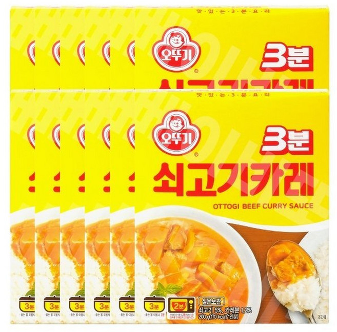 오뚜기 3분 쇠고기카레, 12개, 200g
