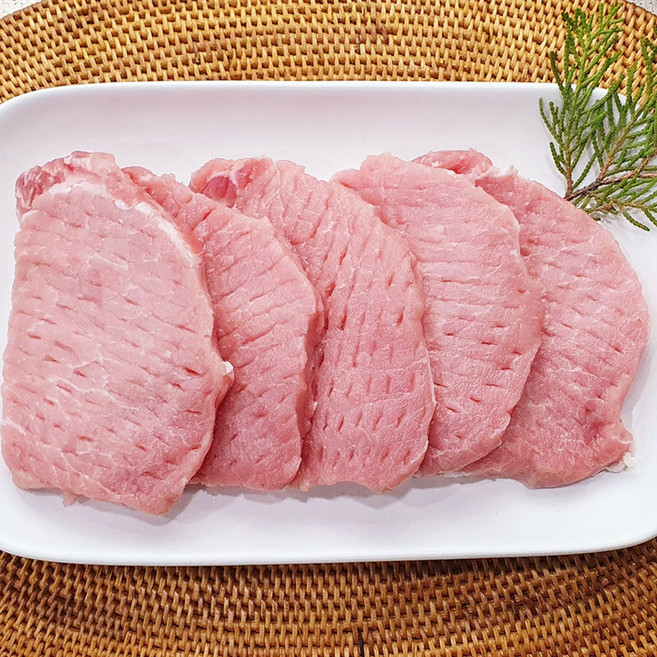 [당일출고] 한돈 삼겹살 목살 벌집삼겹살 꽃삼겹살 돼지껍데기 돼지등심 앞다리살 뒷다리살 목살 오겹살, 1개, 한돈 돼지등심 (돈가스용) 300g