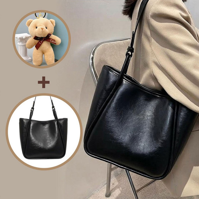 여성 출근 가방 데일리 빈티지 소프트 가죽 쇼퍼백 숄더백 보부상 가방 키링증정