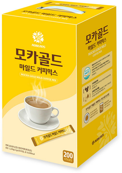 로빈스 모카골드 마일드 커피믹스 200T - 1개 / 대용량 커피믹스 일회용 커피믹스 스틱커피, 11g, 200개입