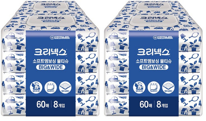 크리넥스 소프트엠보싱 빅앤와이드, 60매, 16개