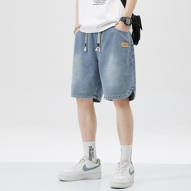 男士牛仔五分褲 寬鬆休閒潮流中褲子