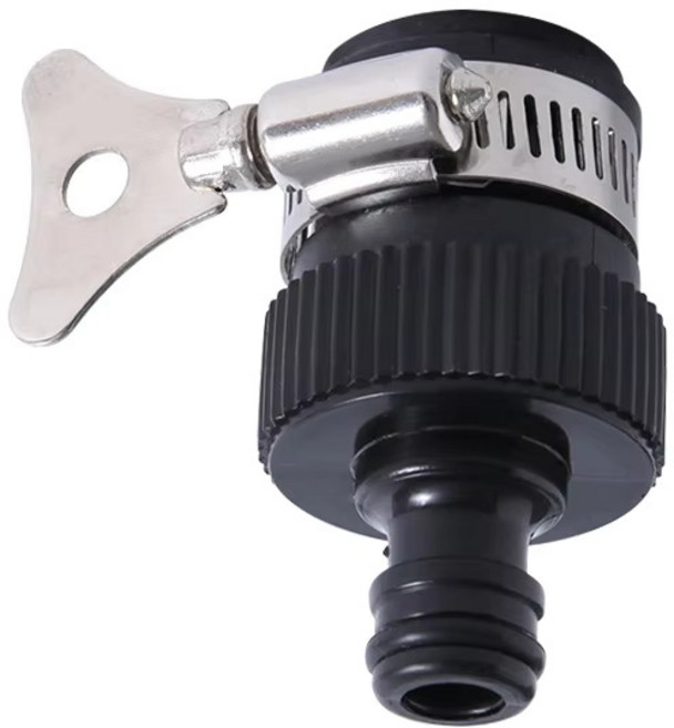 야외 테라스 수도꼭지 호스 연결 어댑터 커넥터, 블랙, 1개