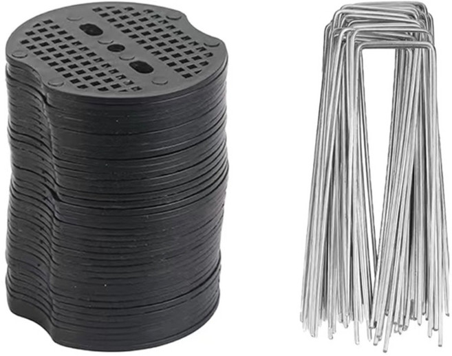 u 모양의 정원 스테이크 키트 메탈 바이드 핀 및 그라운드 커버 아연 도금 조경 스테이플 및 쿠션을위한 개스킷, 3.AB