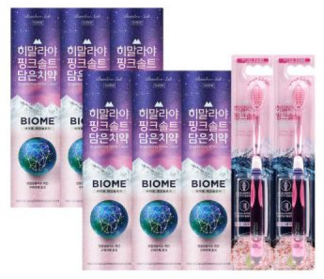 페리오 히말라야 핑크솔트 치약 바이옴 100g x 2개 + 펌핑 285g 1개 ., 페리오 히말라야 핑크솔트 치약 바이옴 100g x 6개