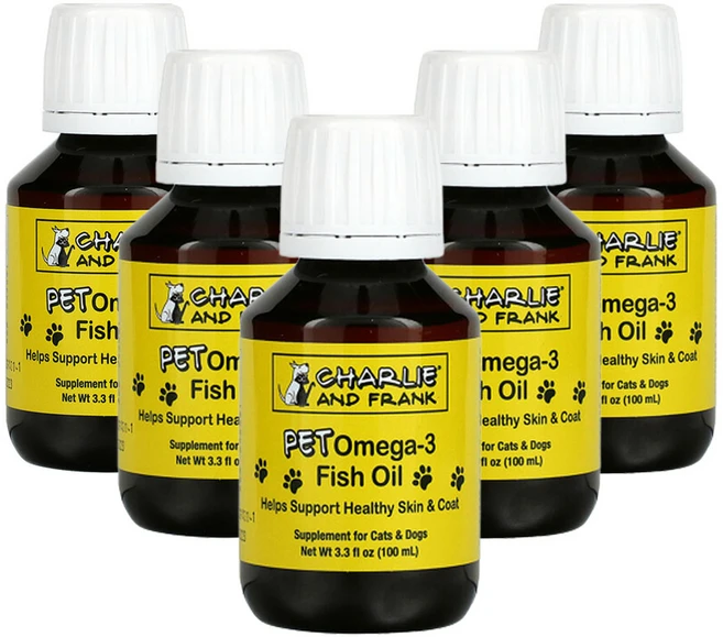 찰리앤프랭크 펫 오메가3 피쉬 오일 반려묘 및 반려견용 100ml(3.3fl. oz.), 5개 - 쿠팡