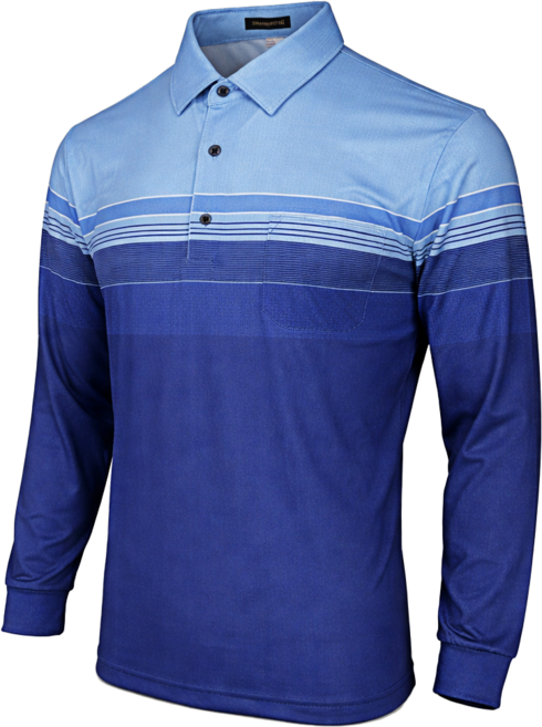 봄 가을 남성 카라티 TMS151-2 긴팔 스트라이프 골프웨어 데일리 티셔츠