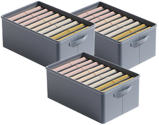 레디박스 칸막이 여름 겨울 의류 보관함 수납 관리 옷정리함, 3개, 그레이