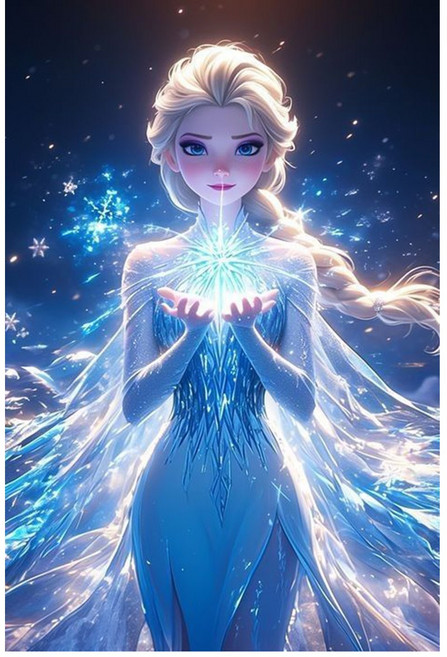 눈의 여왕 엘사 프린세스 보석십자수+액자 원형비즈 전체붙이기 DIY패키지, 1개, 엘사 40*50cm (액자 포함)