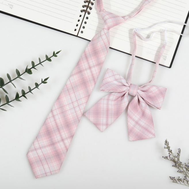 핫스윗 여성 체크 보타이 넥타이 세트