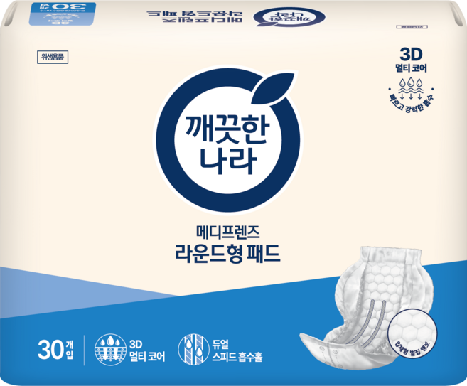 The 편안한 봄날 성인용 기저귀 라운드형패드, 30개입, 10개