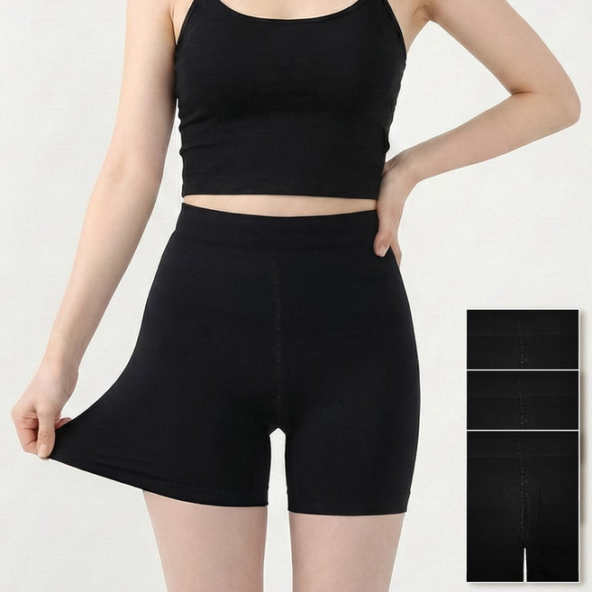 BYC 3매입 여성 속바지 3부 학생 교복 편한 사계절 여자 속반바지 세트