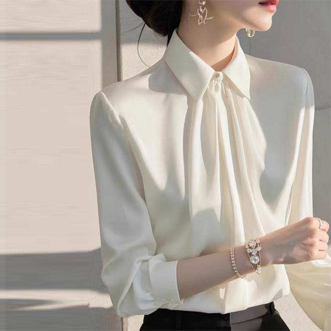 텐미닛스타일 고급스러운 페미닌룩 실크 로망드 블라우스