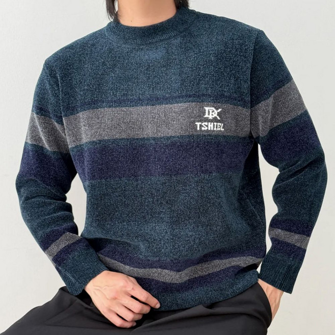 코엑티 남성 겨울 따뜻한 벨루어 벨벳 기모 스웨터 티셔츠