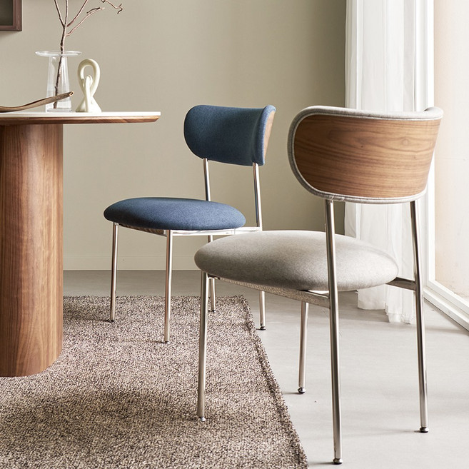 스테이인무드 월넛원목 인테리어 패브릭 디자인 의자, 1개, 그레이