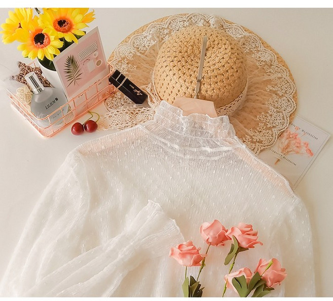 망사 시스루 이너 블라우스