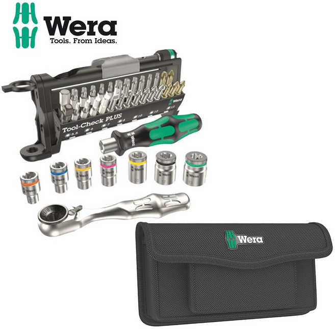 베라056490+136483 파우치포함 39PCS 1/4SQ 소켓세트 툴첵플러스 키트 비트 드라이버세트 TOOL-CHECK PLUS WERA