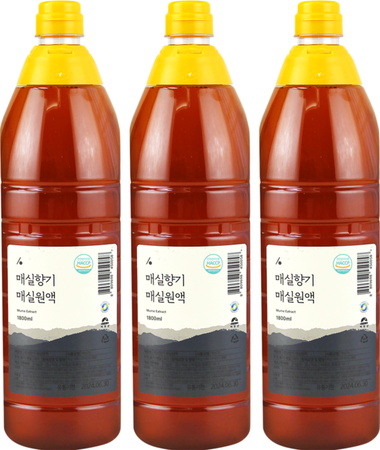 시골원 매실향기 매실청 업소용 대용량 1800ml, 3개, 1.8L