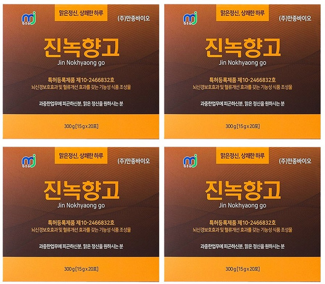 만종바이오 진녹향고 300g x 4박스 맑은머리 녹용 마카 참당귀 산수유 황기 특허성분, 15g, 80개