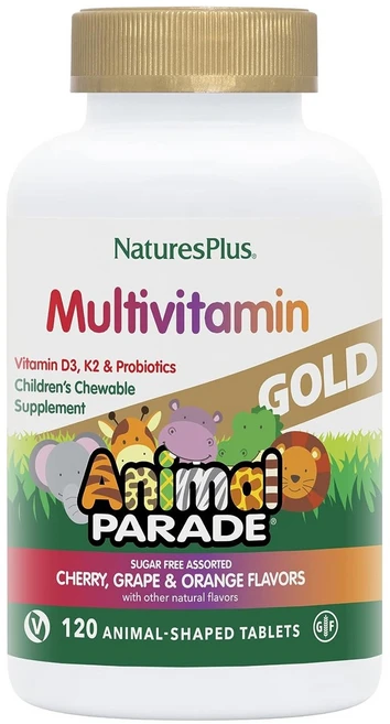 네이처스플러스 애니멀퍼레이드 골드 어린이 종합비타민 츄어블 타블렛 120정, 1개 - 쿠팡