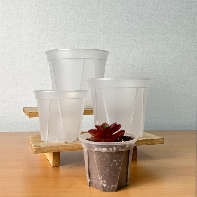 원형 슬릿화분 모스그린 블랙 투명 10호 12호 15호 18호 분갈이 다육이 플라스틱화분, 투명15호, 1개