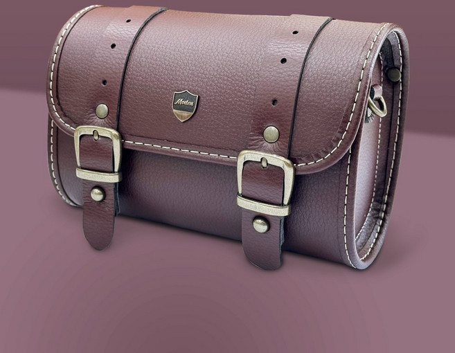 자전거핸들바가방 전기자전거가방 킥보드가방 전기스쿠터가방 고급가죽수제가방, 레드브라운