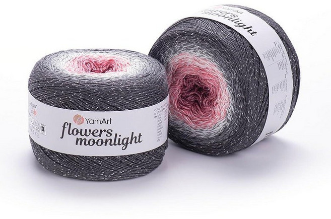 YarnArt Flowers Moonlight – 메탈릭 루렉스가 있는 그라데이션 면 아크릴 실 250g(9.17온스) 1093야드 - 코바늘 뜨개질 뜨개질 숄 및 DI, 3279
