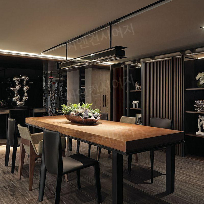 스타벅스 테이블 8인용 우드슬랩상판 데스크 커피숍 식탁 슬랩 통원목 원목식탁, 200x80x75cm/두께5cm