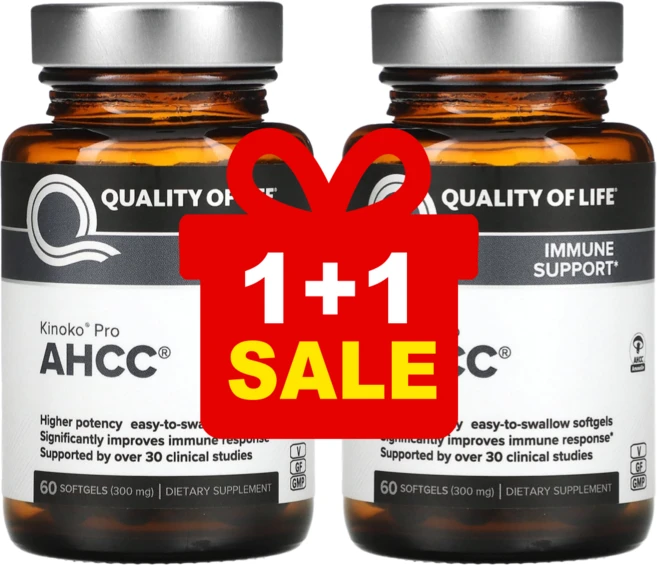 1+1 퀄리티 오브 라이프 AHCC RX 300mg 소프트젤 60정 / 해외직구 미국정품, 2개 - 쿠팡